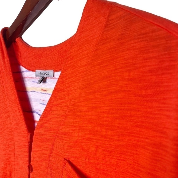 LISA TODD Drawstring Waist Cotton Dress Size Large in Bright Orange - Picture 4 of 15